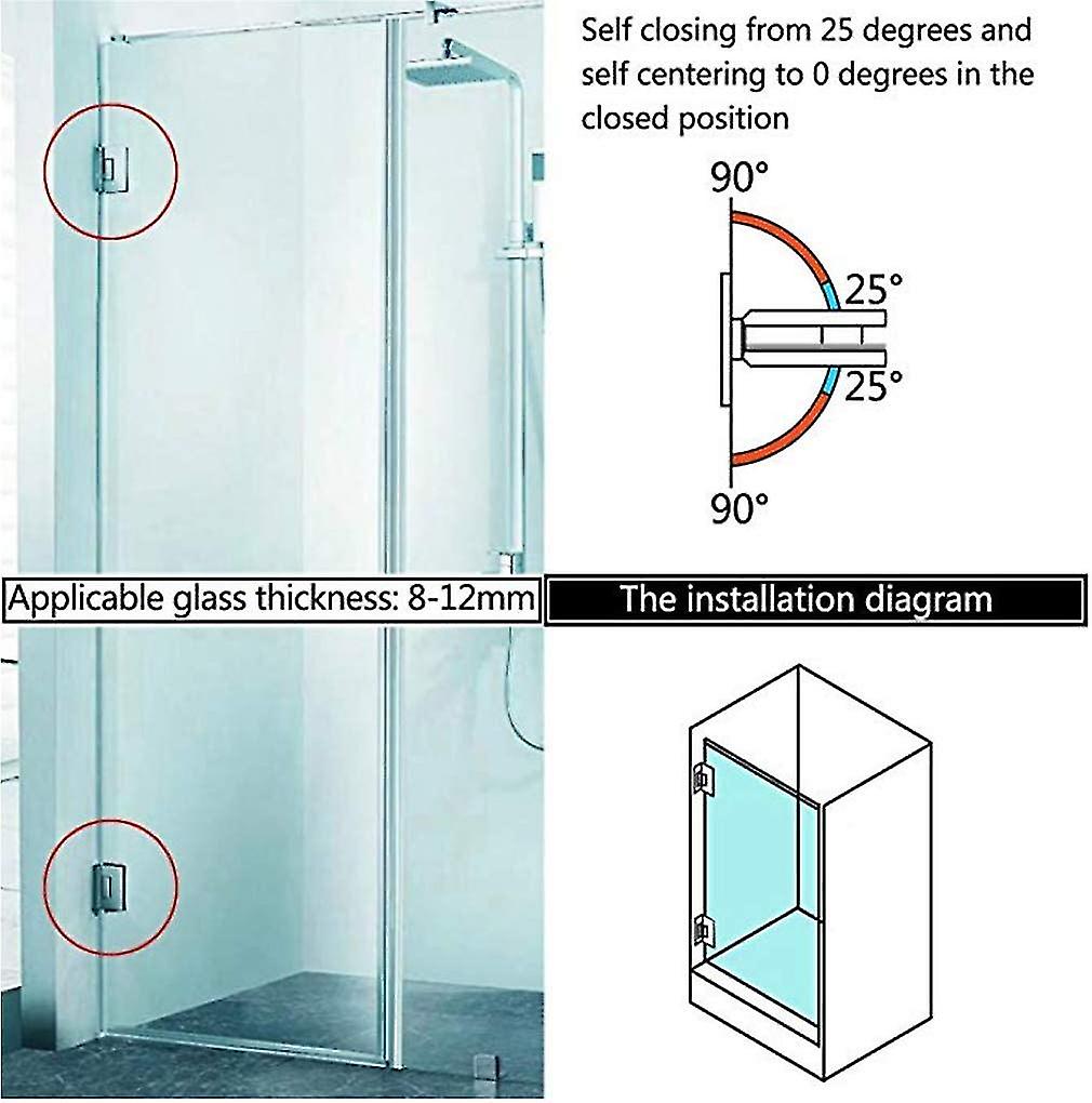 thumbnail image 2 of ELEGANT Pivot Shower Door Hinge – 90 Degree Frameless Wall-to-Glass Brushed Nickel 2 of 3
