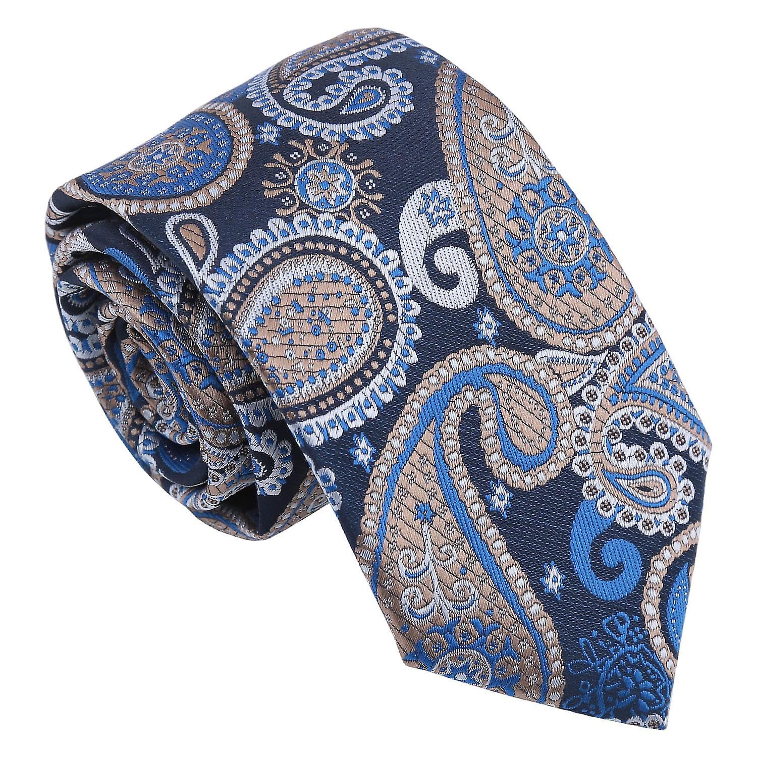 Blue and Cream Paisley Bohemian Regular Tie for Boys