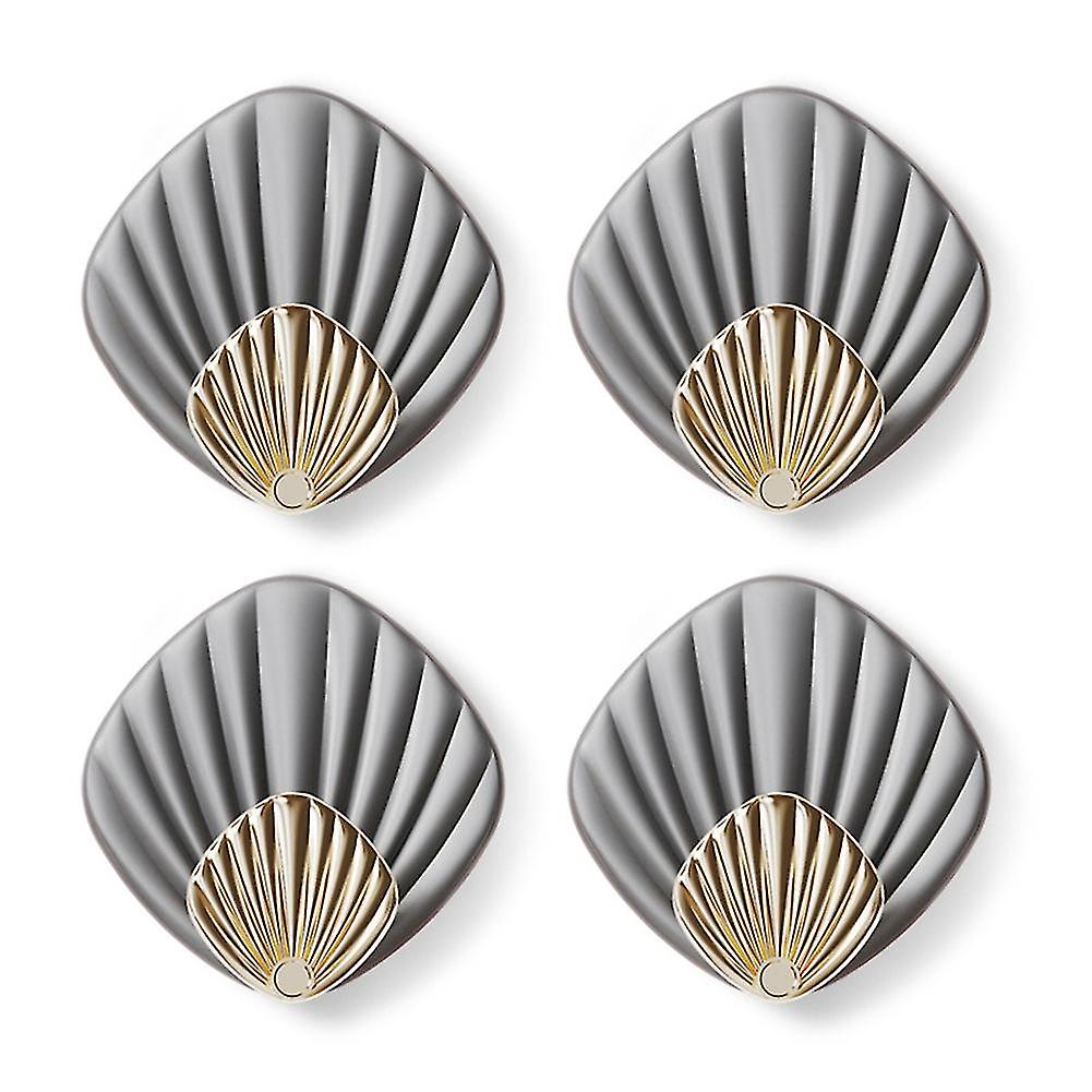 4pcs Shell Shape Wall Hanging Hook Punch-free Strong Adhesive Hook Bathroom Kitchen Wall-mounted Ho