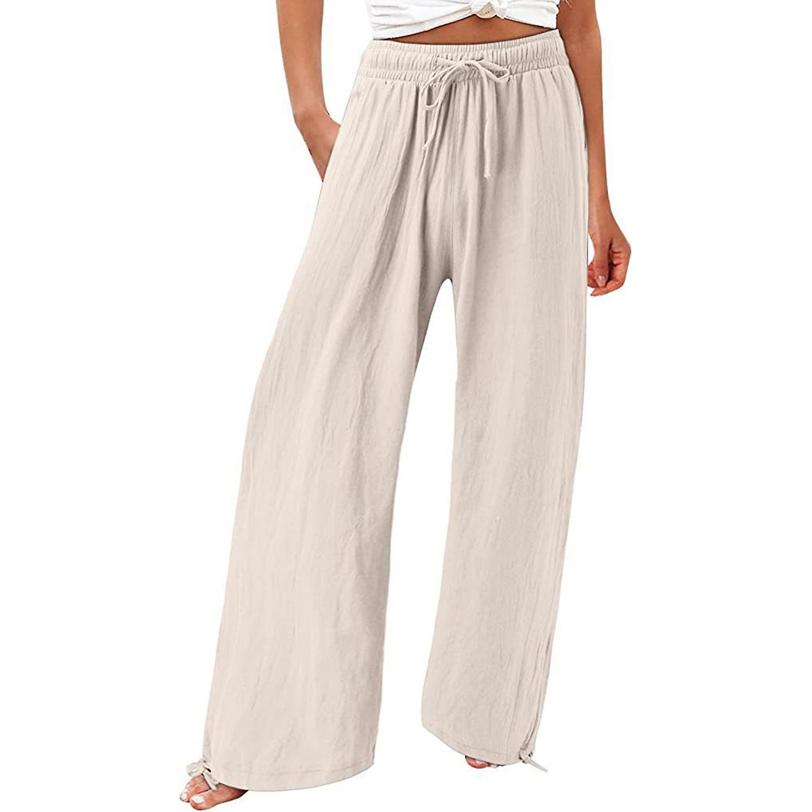 Women's Wide Leg Pants High Waisted Trousers With Pockets Suitable For Friends Gathering Wear