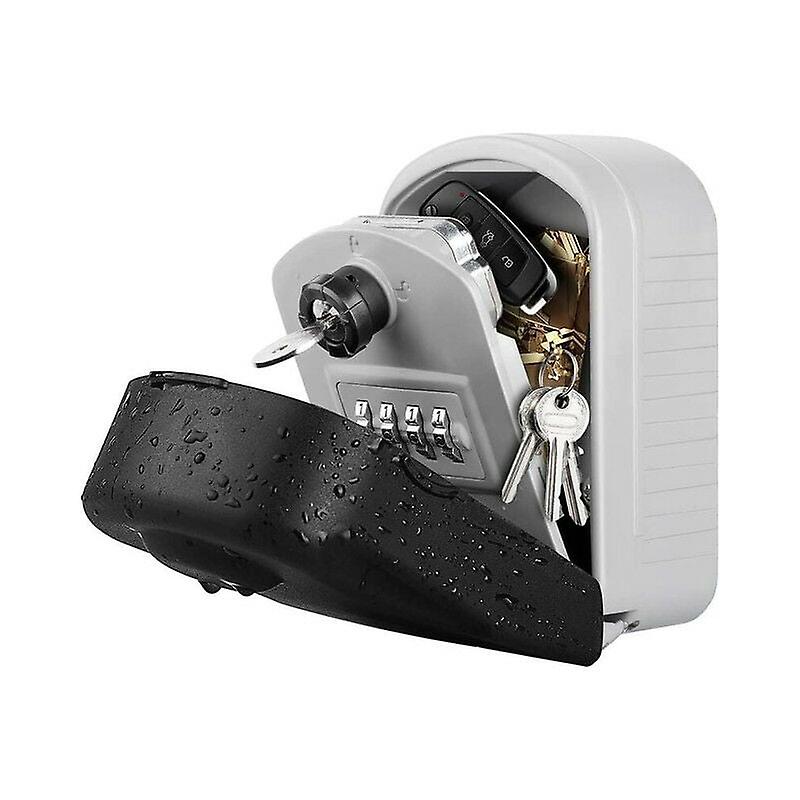 [New Generation] Secure Large Key Box with Code & Emergency Keys, Wall-Mounted Key Box with Outdoor Protective Cover for Factory, Car, Garages (Gray)