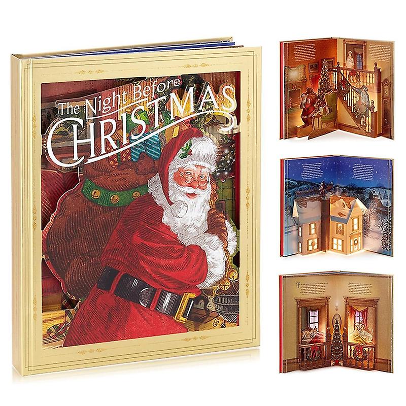 The Night Before Christmas Pop-up Book,flashlight Xmas Toy Set,3d Illustration