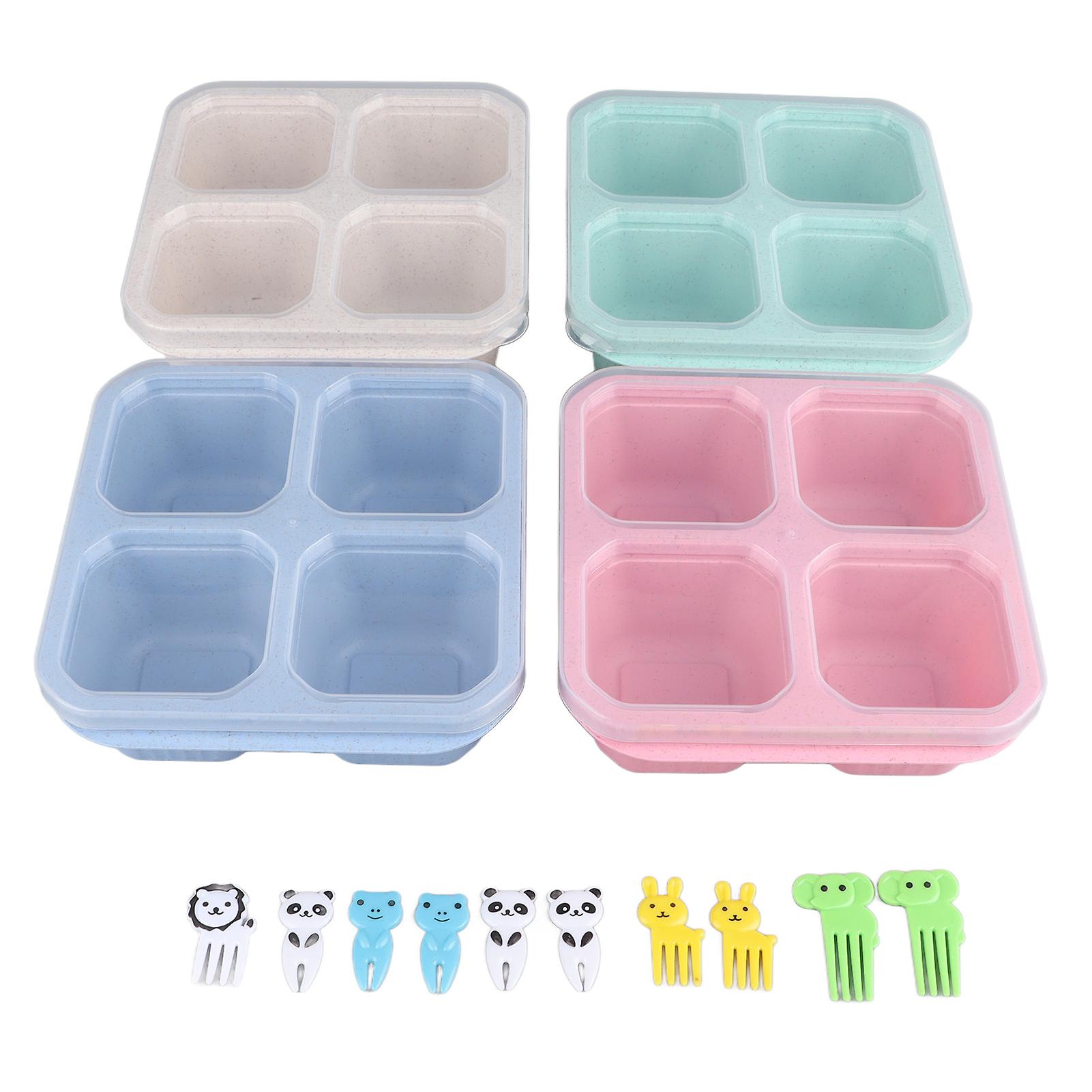 4-Compartment Wheat Straw Containers for Fresh Snacks and Lunch