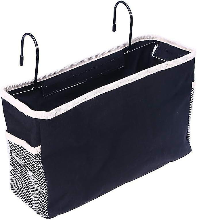 Bedside Storage Caddy Organizer Holder Container Hanging Organizer for Dorm Bed Rails Organizing Tablet Magazine Holder (Black) - q37