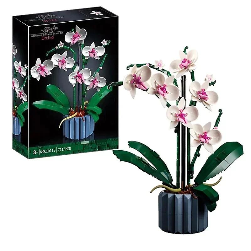 10311 Building Blocks Set Mini Model Orchid Pot Creative Flower Bouquet Ideas Assembled DIY Bricks Educational Toys for Children
