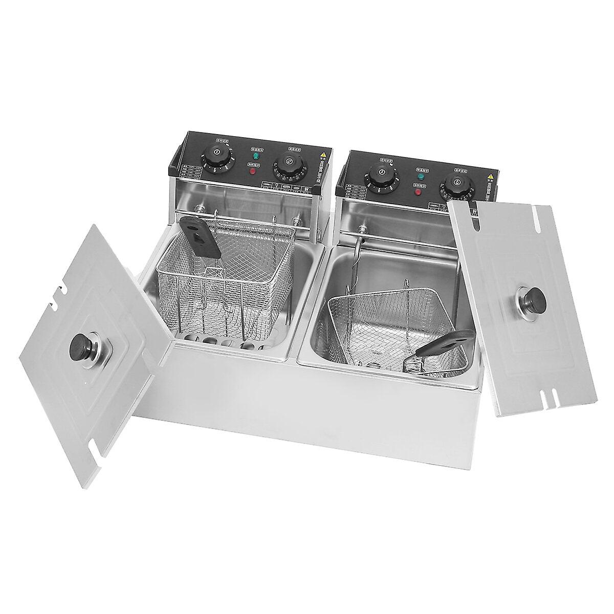 220V 6l/12l Timer Electric Fryer Deep Fryer With Lids & Baskets