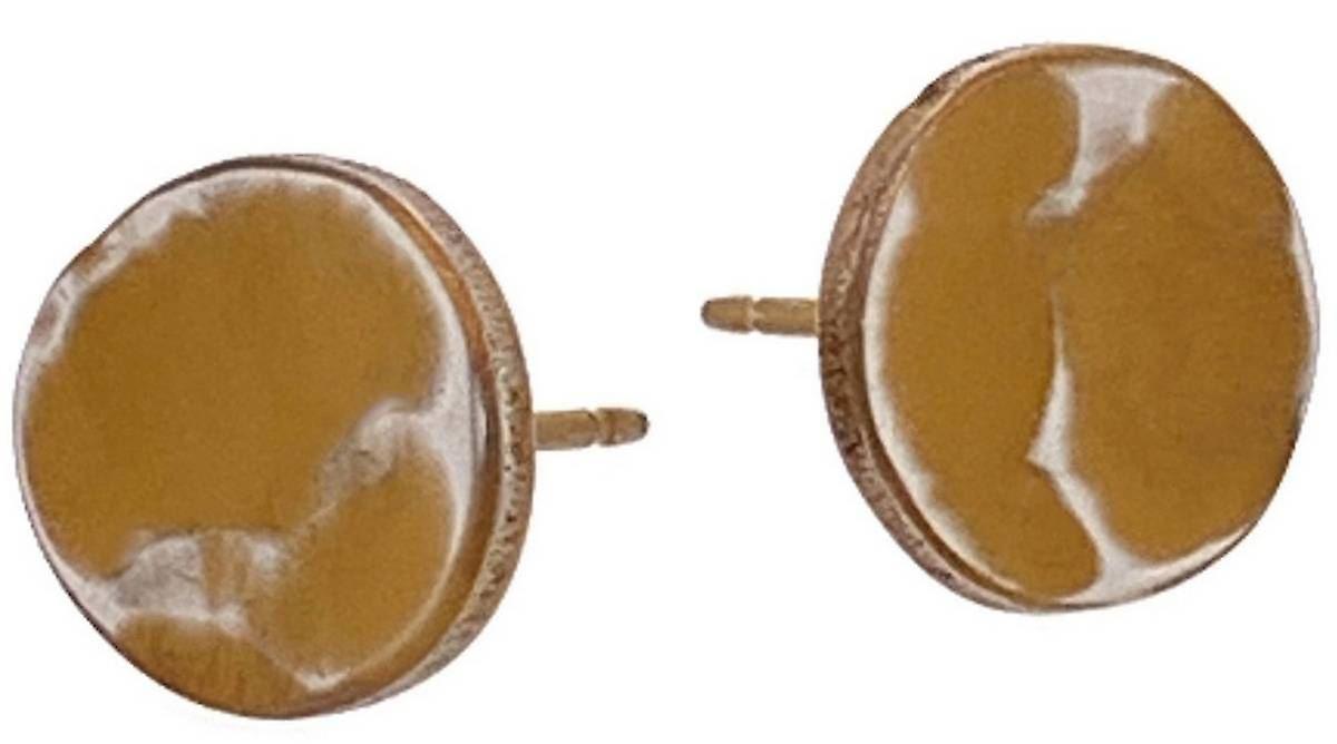 Ti2 Titanium Planished 9mm Stud Earrings - Tan Beige