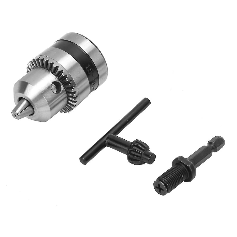 Lightweight 1.5-10mm 3/8-24 UNF Keyed Drill Chuck + 1/4" Hex Head & 3/8" Thread Extension Rod