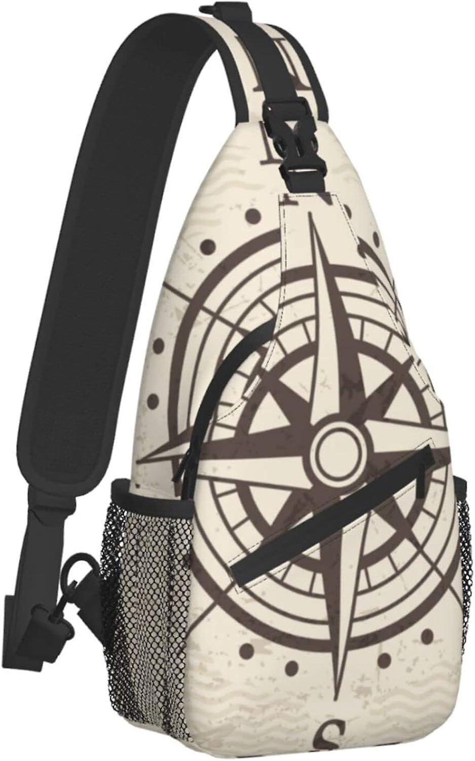 AR1584 תיק קלע מצפן וינטאג 'ימי טיולים daypack תרמיל כתף Crossbody תרמיל חזה נסיעות לגברים נשים