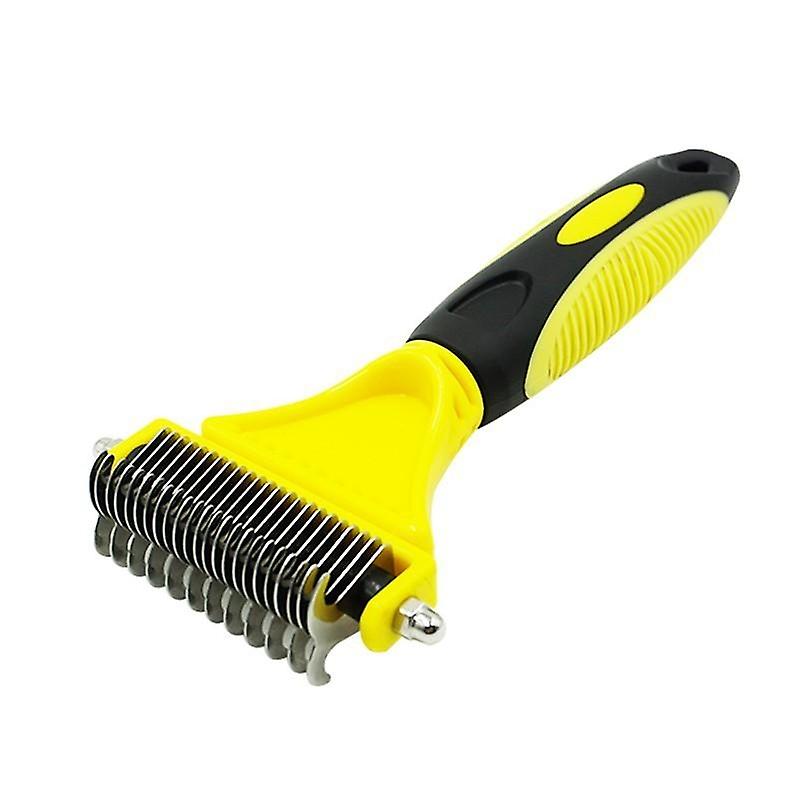 Pet Grooming Brush - Double Sided Shedding and Undercoat Rake for Dogs and Cats