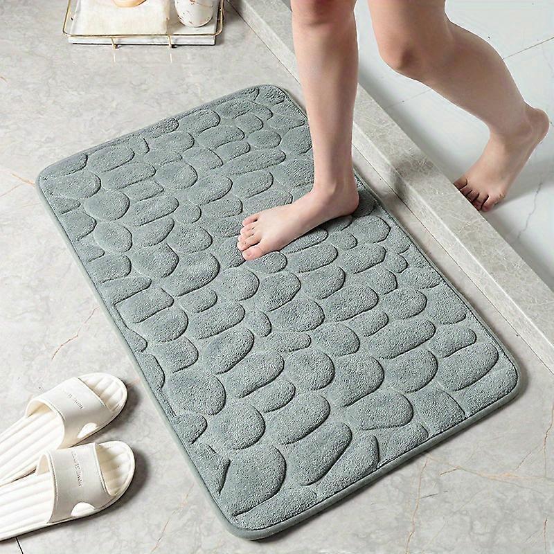 Non-Slip Memory Foam Bath Mat: Ultra-Absorbent, Easy-Clean Pebble Design - Comfort & Safety for All Rooms