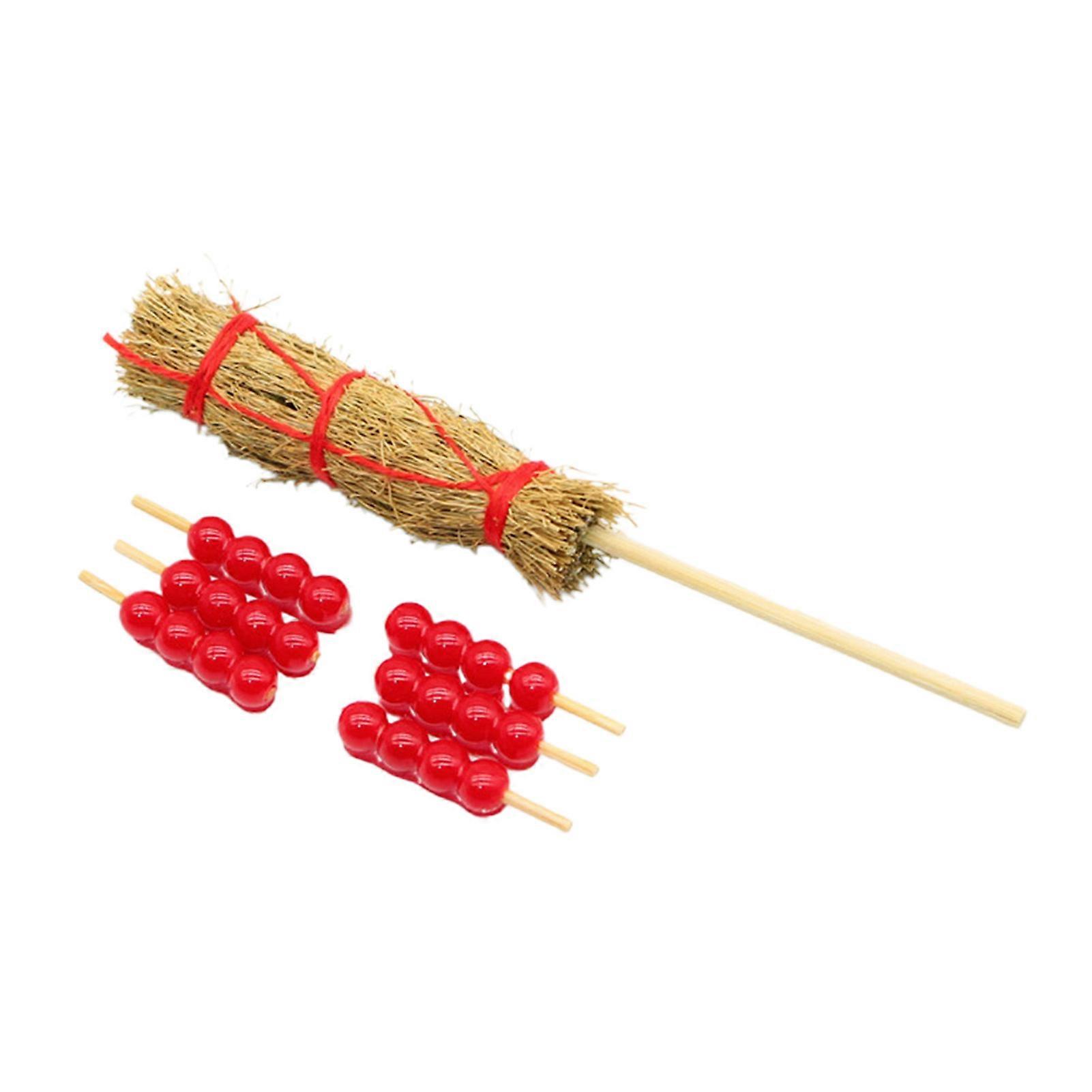 1/6 1/12 Dollhouse Miniature Candied Haws on A Stick 6 Sugarcoated Haws And Stick Doll House Accessories Tiny Candied Haws Skewers Snacks Toys for DIY