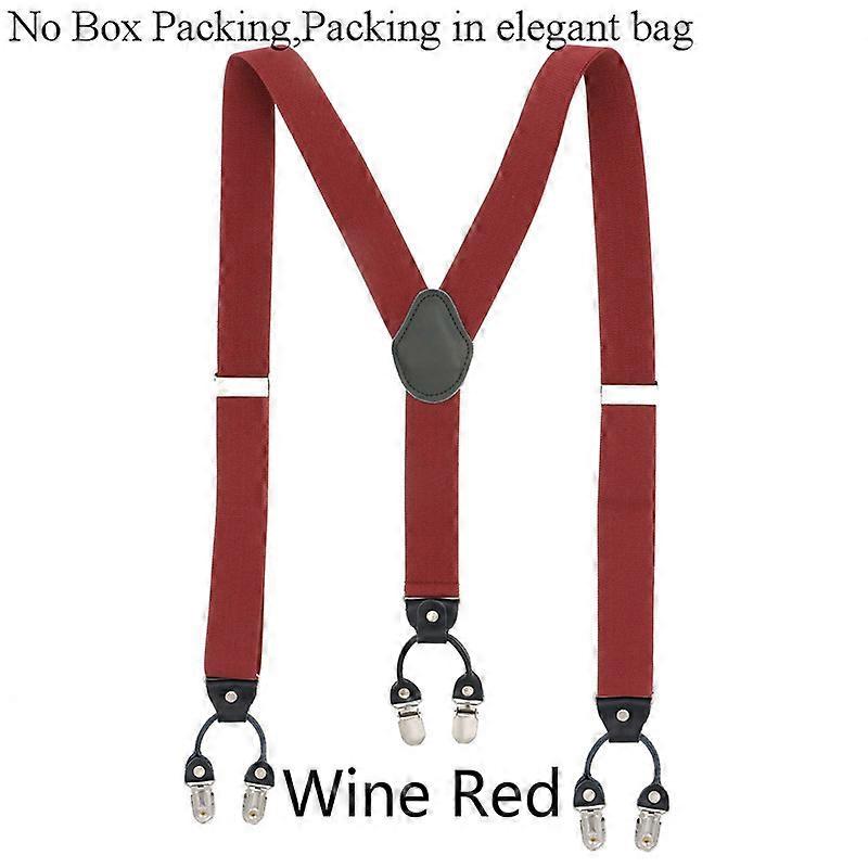 Multi Pattern Grid Men's Casual Fashion Braces High Quality Leather Suspenders Adjustable 6 Clip Belt Strap