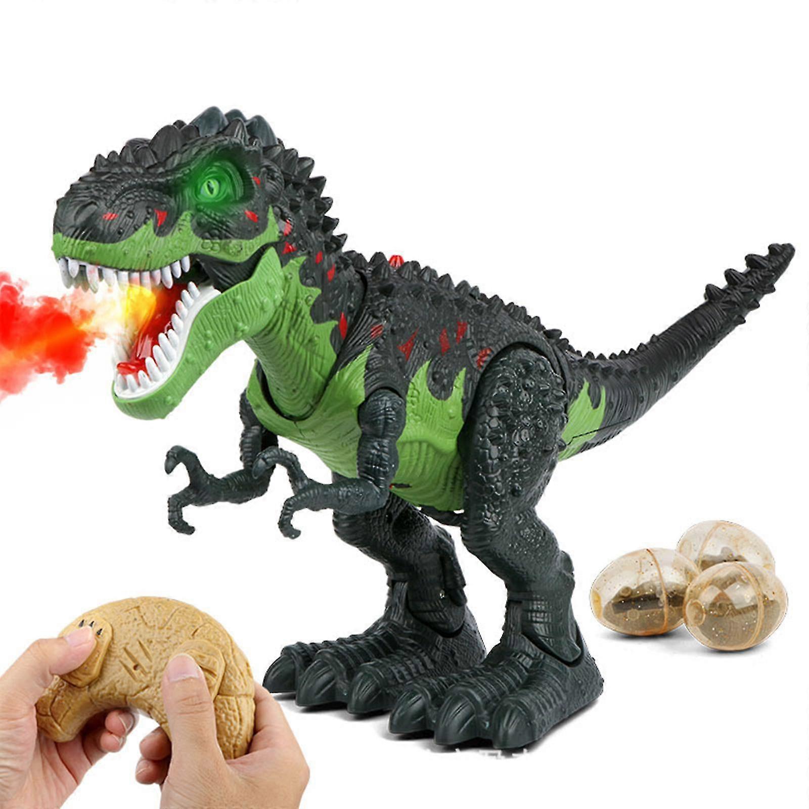 Electronic Walking Dinosaur T-rex With Simulated Flame Spray Fire Breathing, Water Mist Spray, Laying Eggs, Light Up Eyes, Roaring Sound,100% New