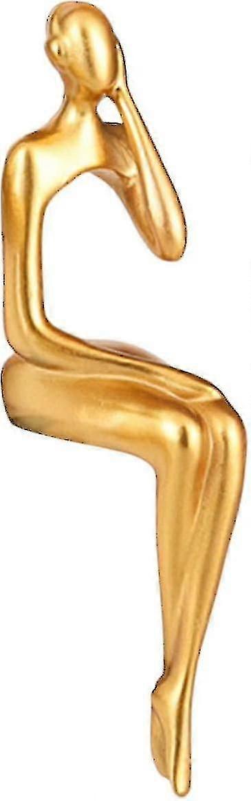 Fast shopping ABOOFAN Abstract Figure Statue Abstract Thinker Figurine Decor Sitting Thinker Statue Living Room Thinker Statue Gold Decor