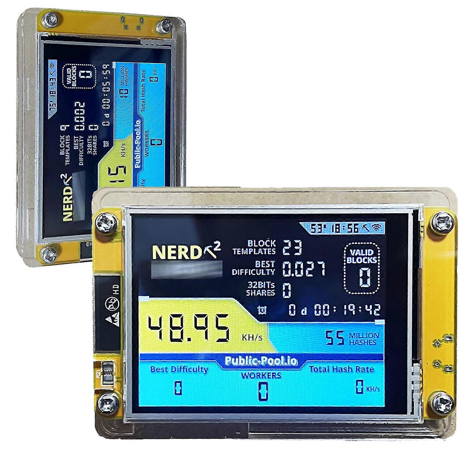 Nerd Miner v2 Solo Bitcoin Miner - Lottery Miner - Crypto Miner - 2.8 Screen