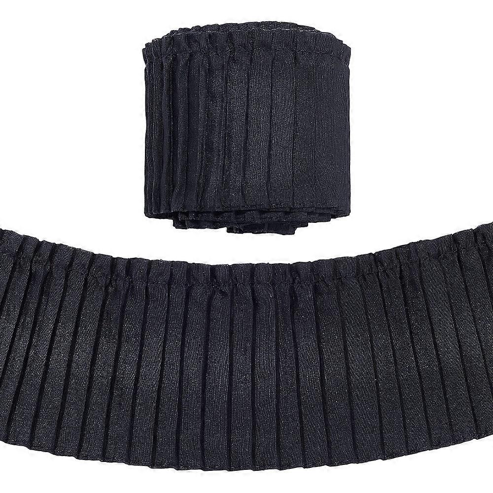 5Yards Polyester Pleated Ribbon Clothes Accessories Black 3-1/4inch