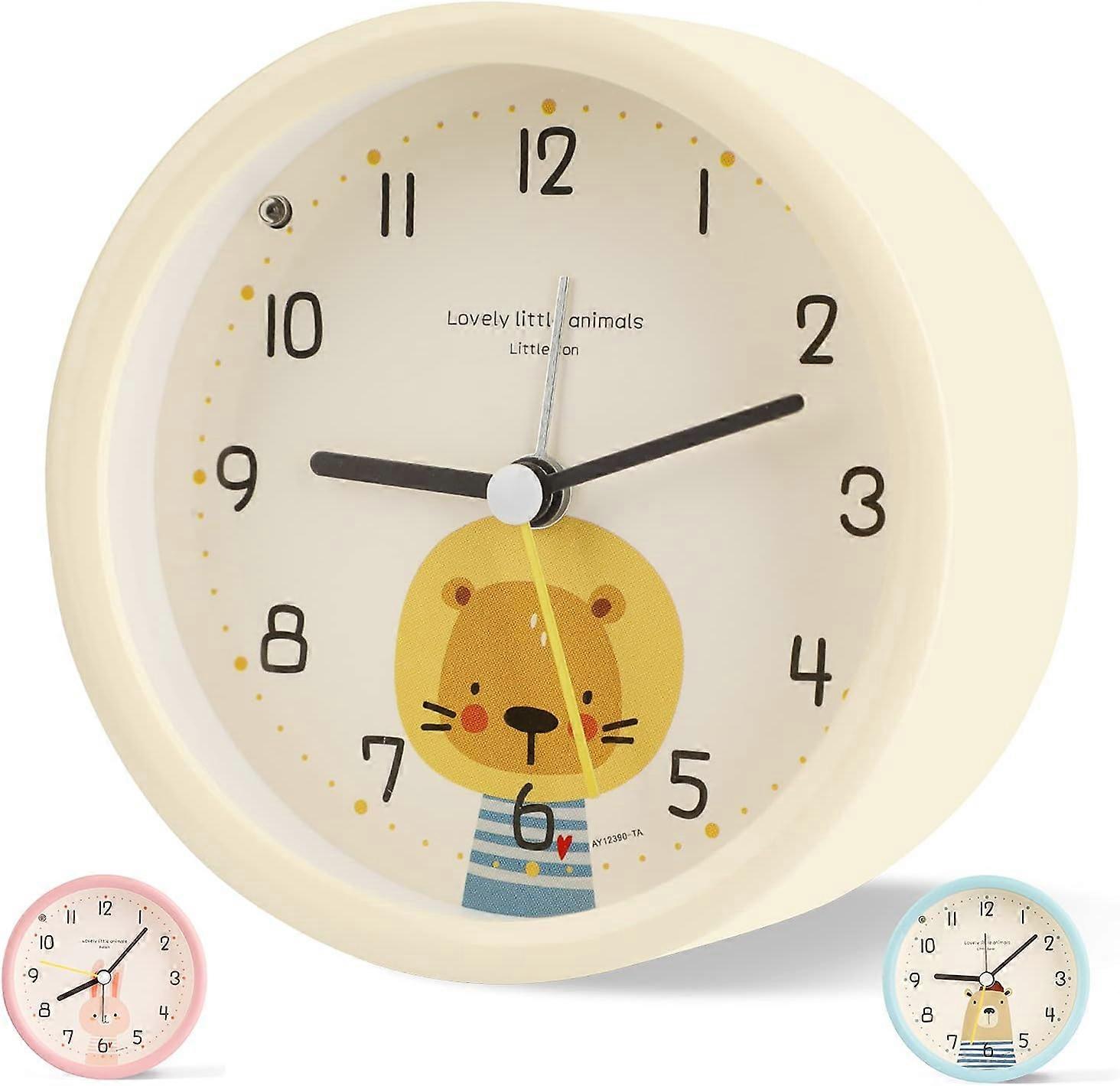 Alarm Clock Toddler Analog Boy Girl Silent Table Clocks Powered By Battery Without Ticking
