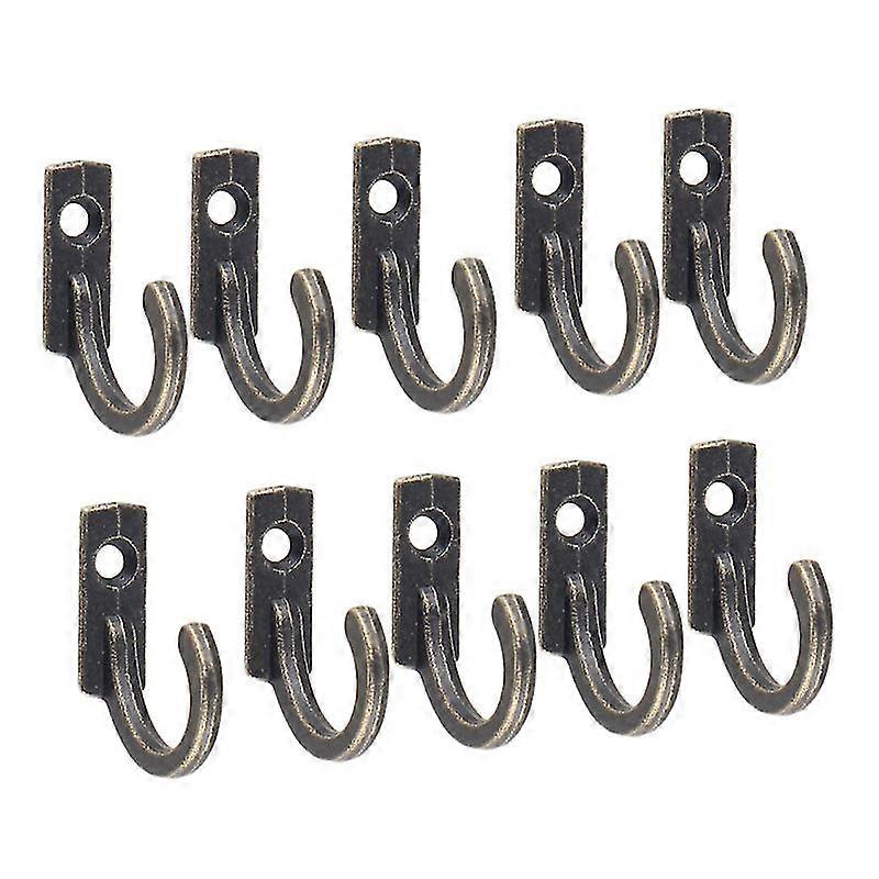 10pcs Single Prong Hook Mini Size Wall Mounted Retro Cloth Hanger For Coats Hats Towels Keys(Bronze)