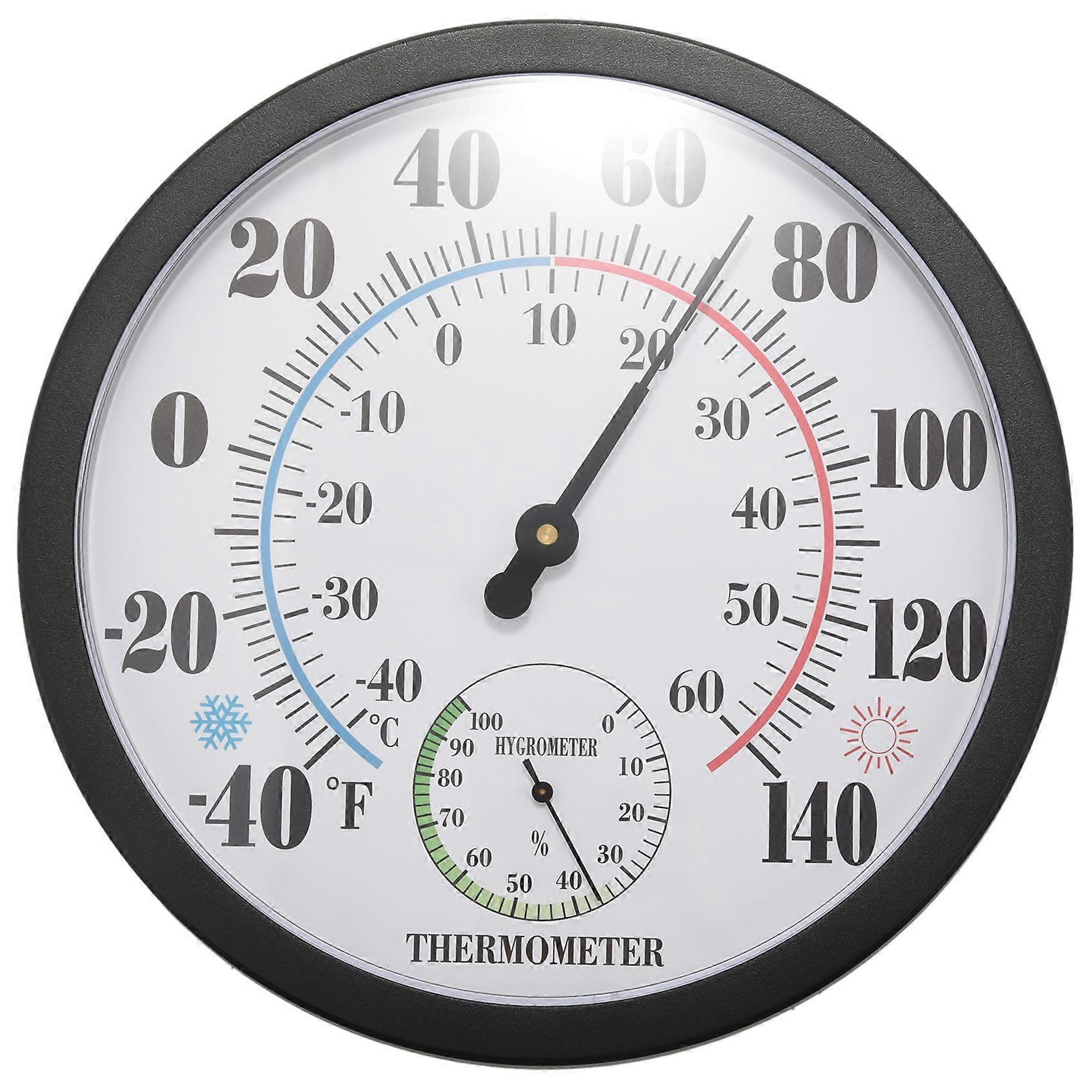 10 inch Indoor Outdoor Weather Thermometer/Hygrometer for Patio, Wall Decorative, No Battery Needed