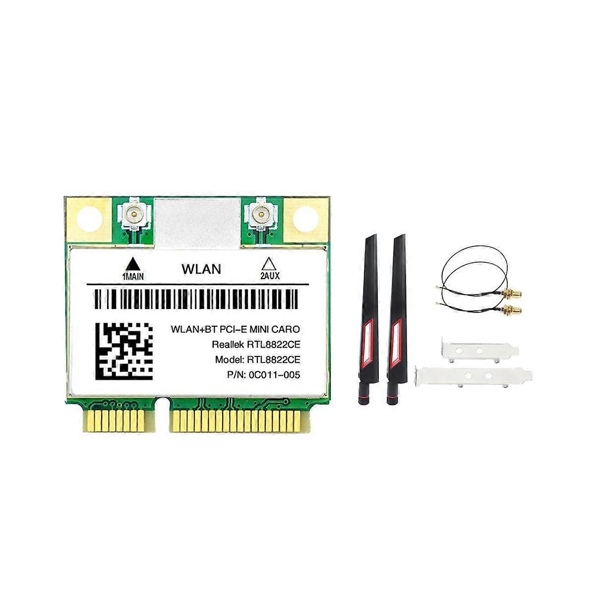 RTL8822CE WiFi Card +Antenna Kit 1200Mbps 2.4G+5Ghz 802.11AC Network Mini PCIe BT 5.0 Support Lapto