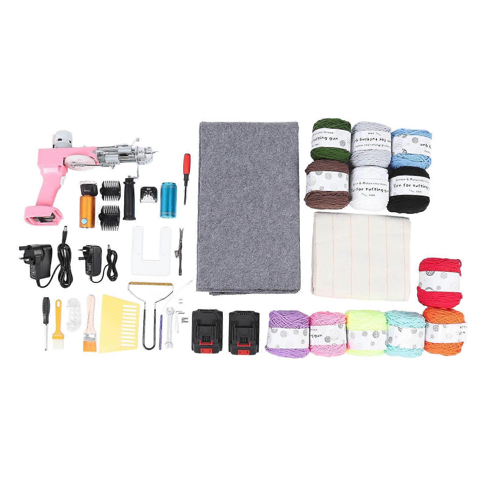 Tufting Gun Kit Cordless Adjustable Speed Rug Tufting Gun and Carpet Trimmer Starter Kit 100240V UK