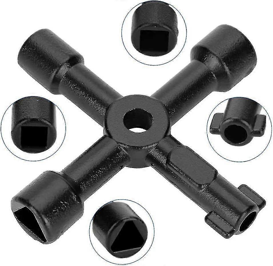 4 Way Key - Radiator Purge Key, Utility Key Electric Box Gas Meter Key For, Utility Key Panel Multi-function Key Electrical Cabinet Key(black)