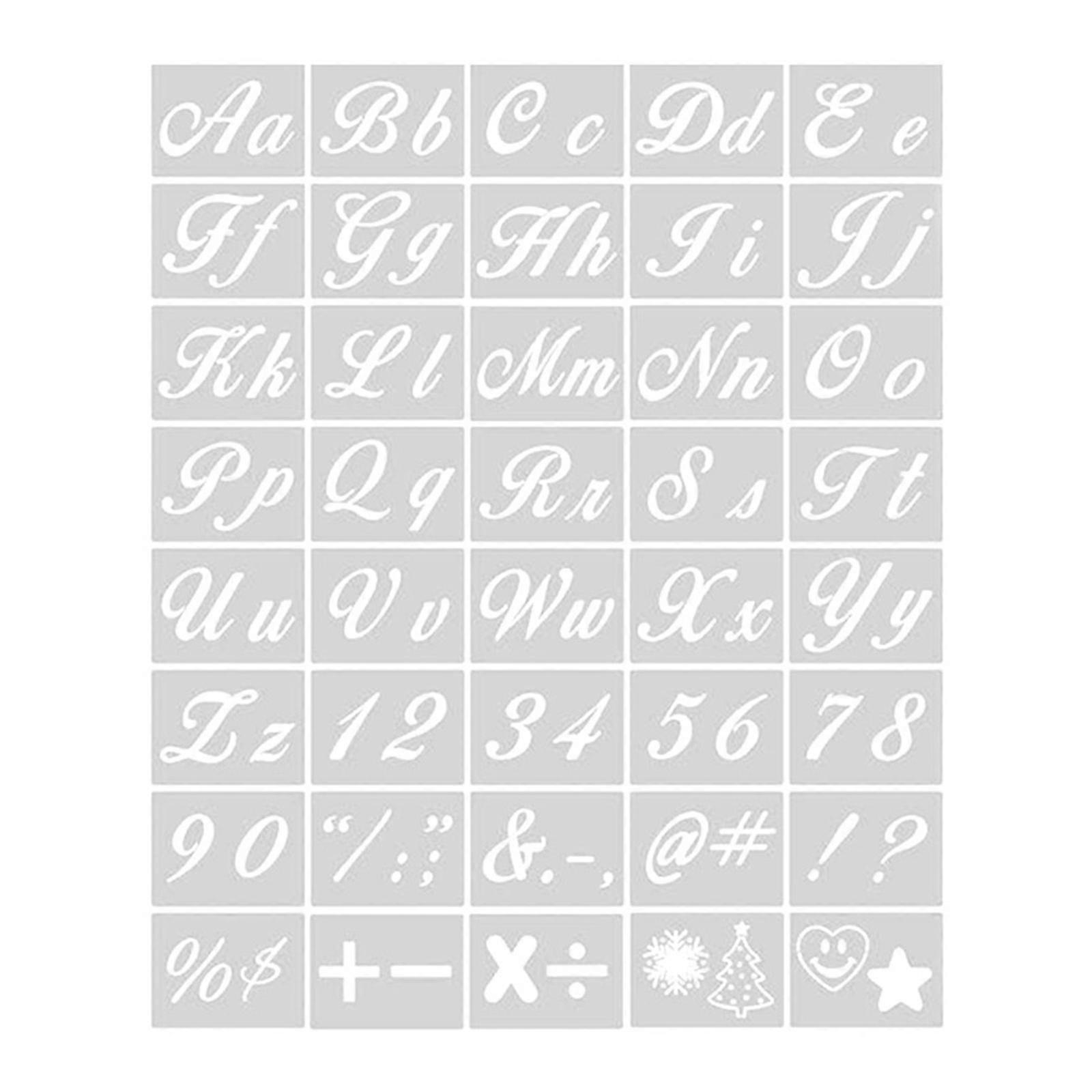 40pcs Reusable Plastic Art Craft Alphabet Stencils with Calligraphy Font Upper and Lowercase Letters