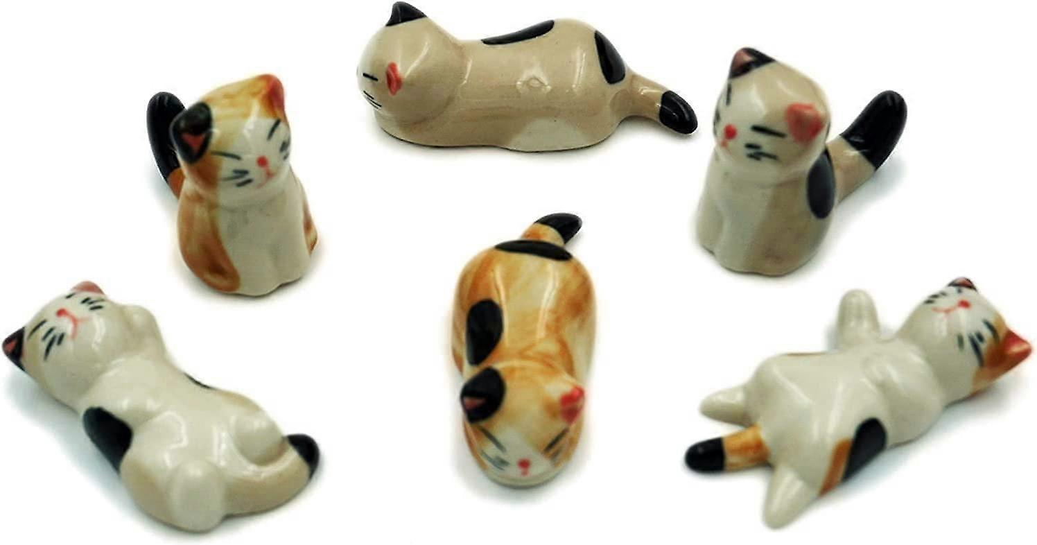 6 Pack Porcelain Knife Rests Chopstick Rest set, Cat Chopsticks Rest Dinner Spoon Stand Knife Fork Holder