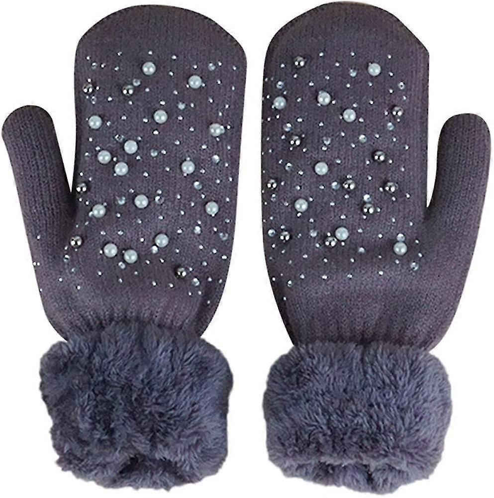 レディース手袋 ウールミトン 冬用 厚手 暖かいミトン フルフィンガー ニット ソフト
