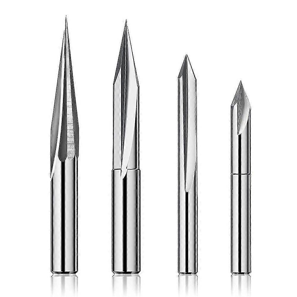 Cnc Router Bits Set 1/4 Shank, Engraving Wood Carving Router Bit 6mm & 4mm, V-groove, Profile Bit