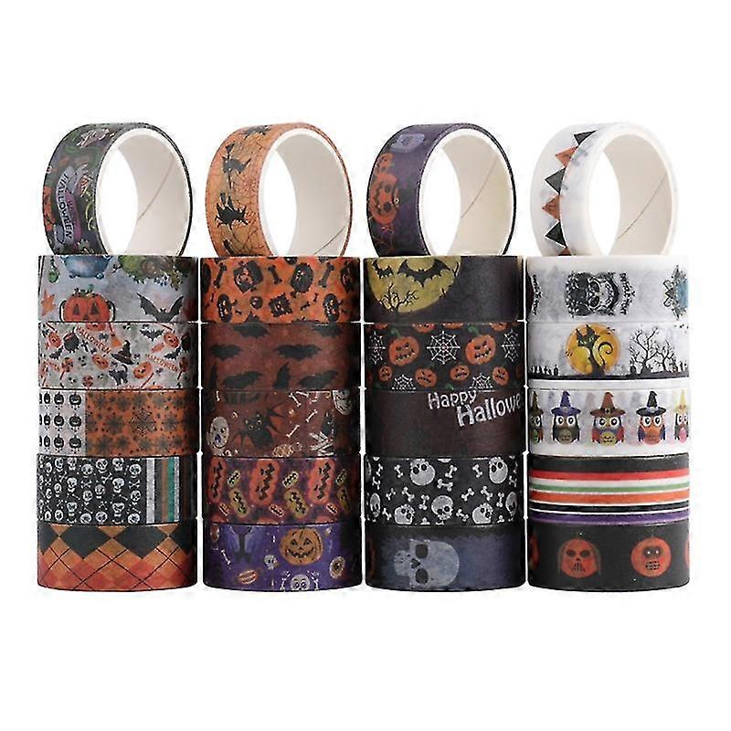 24 Rolls Halloween Washi Tapes Pumpkin Bat Skull Patterns Tapes For Adults Kids Diy Art Craft Gift Wrapping Scrapbook Masking Tape