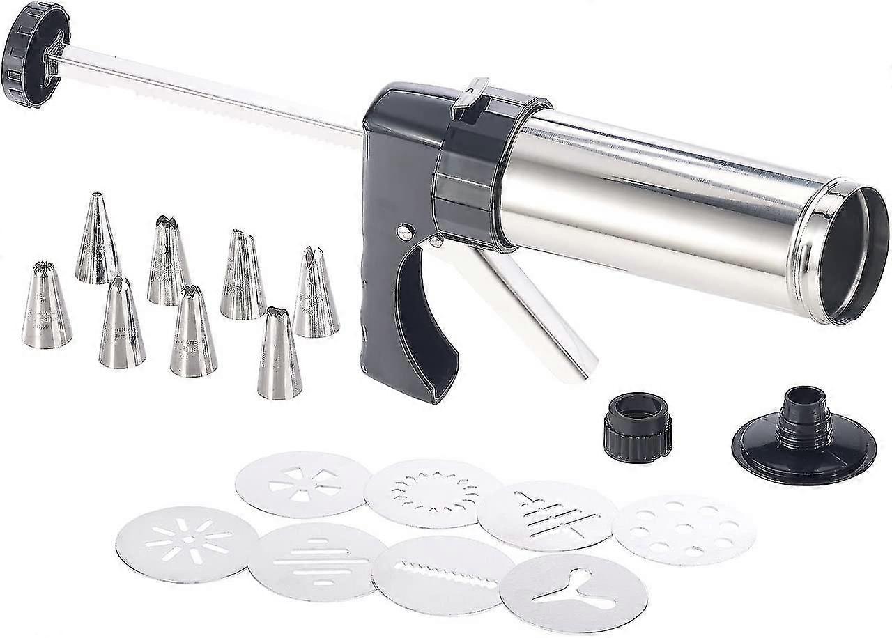 Baking Syringe: Stainless Steel Pastry Press & Topping Syringe With 8 Templates And 8 Nozzles (cookie Press)