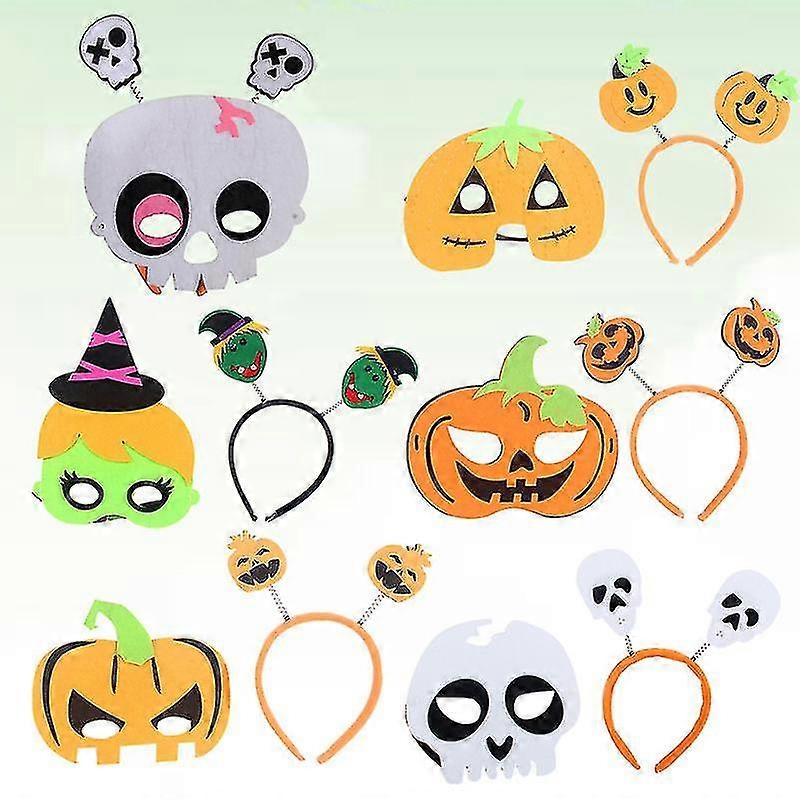 6pcsハロウィーン用品カボチャの装飾品ヘッドバンド頭蓋骨マスクヘア子供大人用(ランダムスタイル)