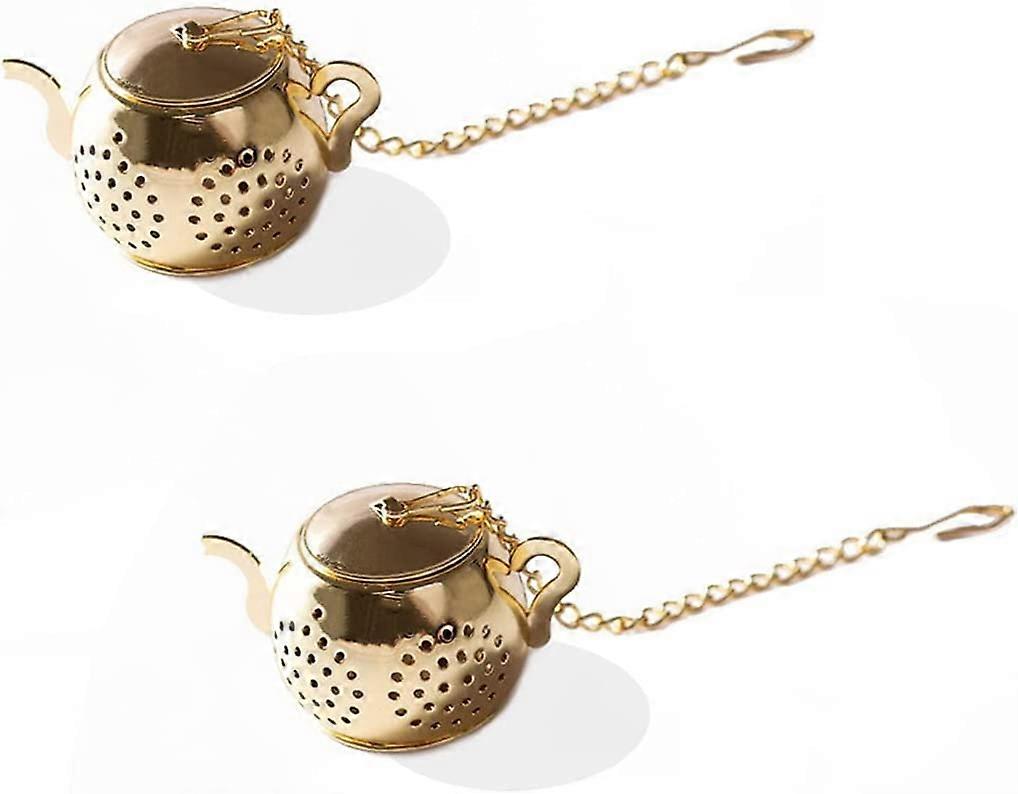 VEIREN 2 Pieces Stainless Steel Tea Infusers Creative Teapot Shape Tea Filter Strainer with Extended Chain Hook Loose Tea Interval Diffuser for Herbal