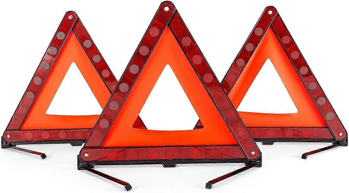 3 Pack Warning Triangles with Storage Bag, Foldable Safety Triangle Warning Kit, Road Safety Reflector Roadside Hazard Triangle Signs