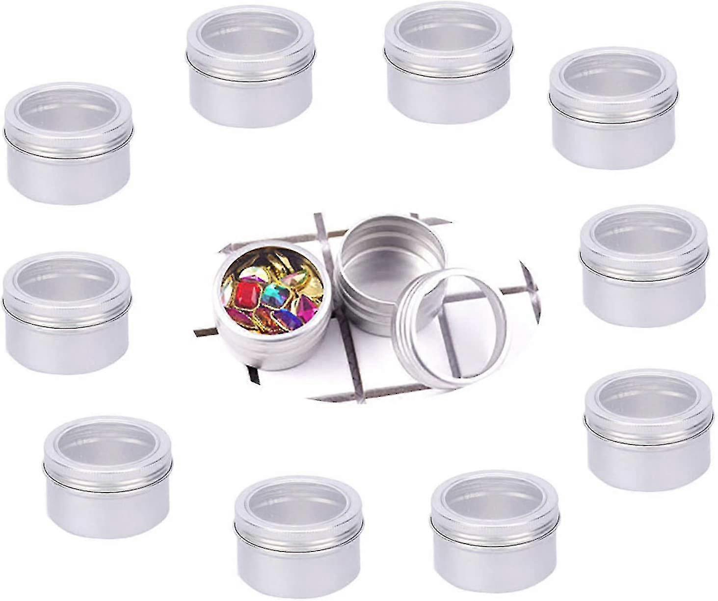 12pcs/120ml Aluminum Screw Jar Diy Empty Clear Window Jewelry Organizer