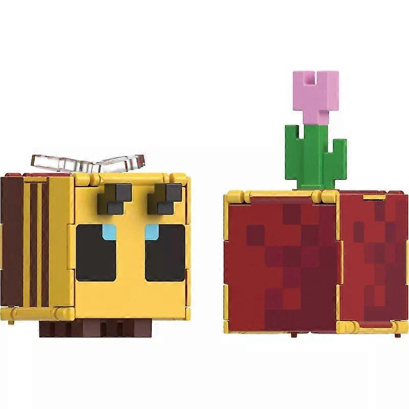 Minecraft - Flippin Figure - Bee + Flower Pot Kids Toy