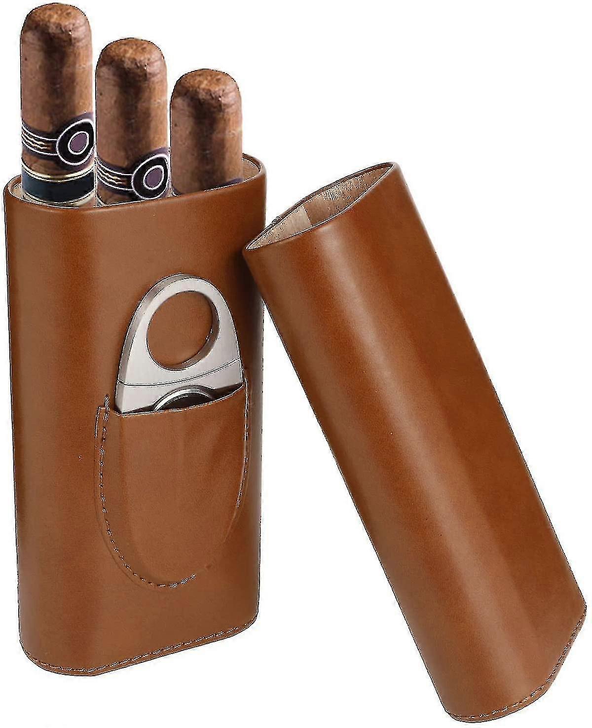 Gift For Father, Humidor With 3 Cigars, Leather Humidor With Cigar Cutter, Portable Humidor And Ciga