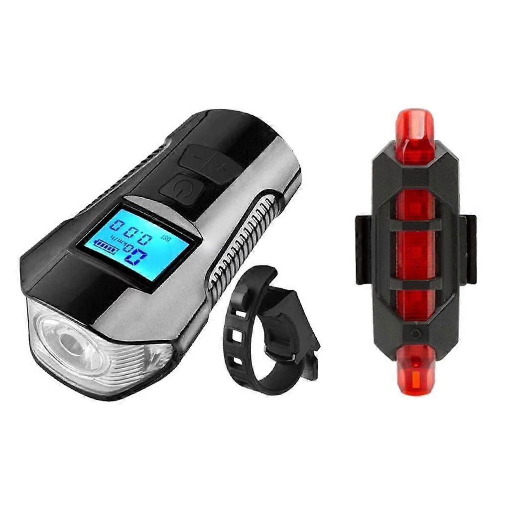 Black Bicycle Headlight LED Rechargeable Bike Light Rear Light