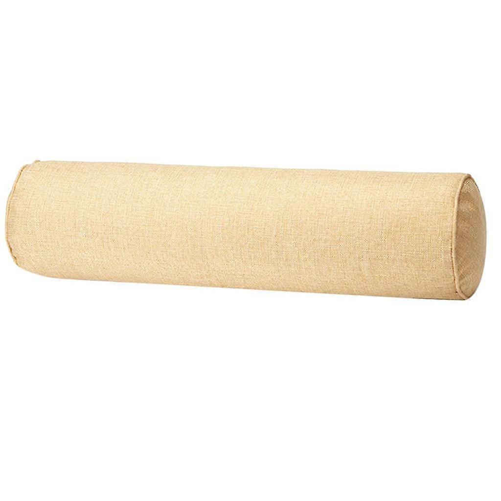 Solid Color Cotton Linen Cylindrical Lumbar Support Pillow Beige
