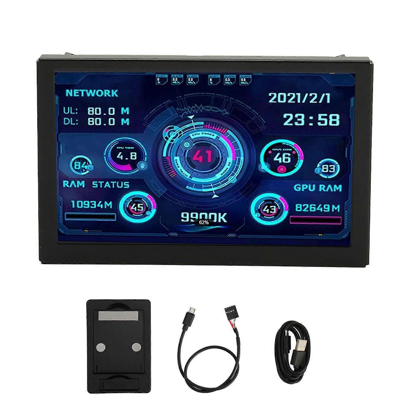 5-Zoll-Computer-Temperatur-Monitor IPS-USB-Mini-Bildschirm PC-Sensor-Panel Dynamischer Anzeigemonitor PC CPU-RAM-HDD-Datenmonitor