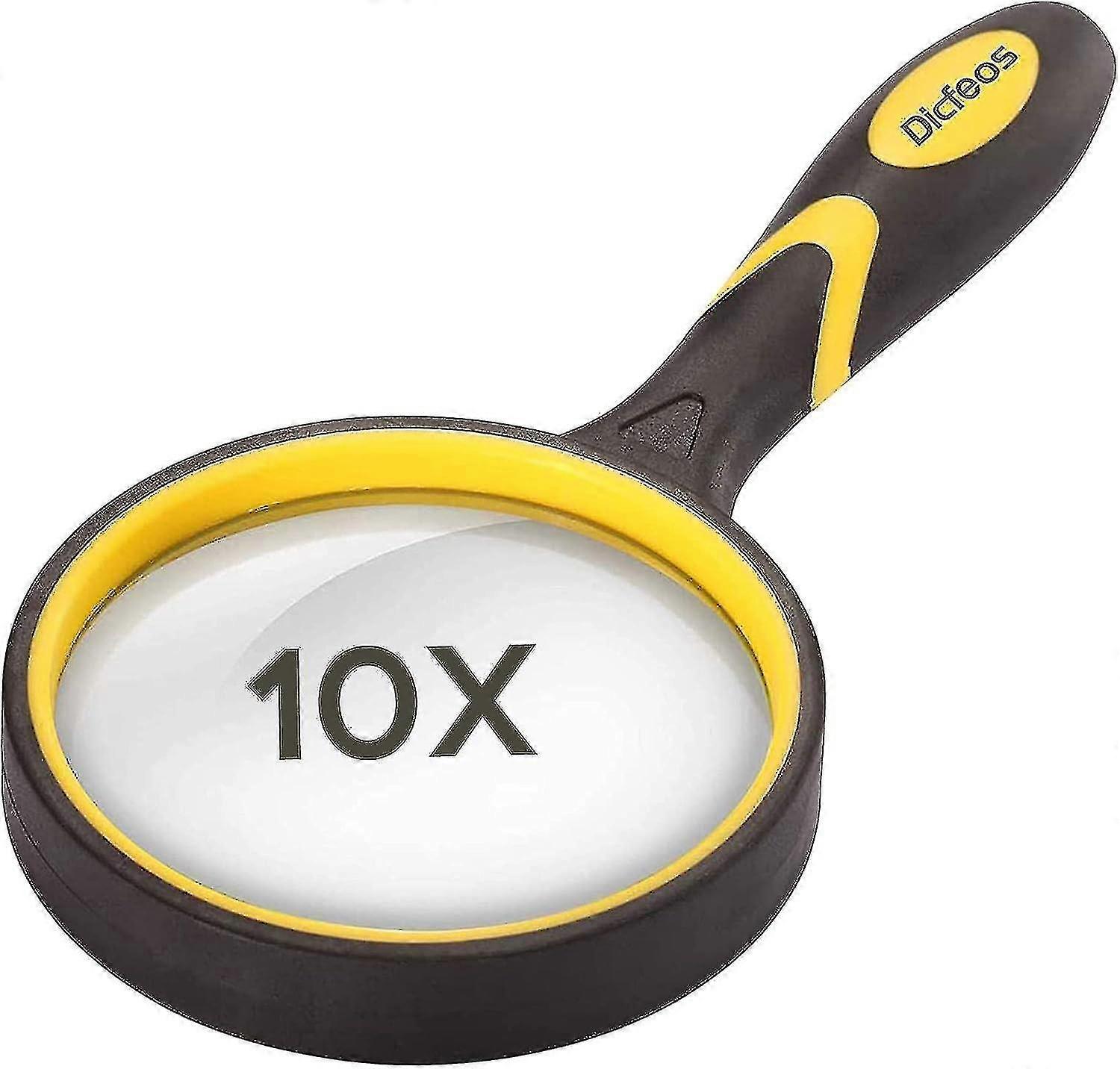 10x Shatterproof Magnifier Handheld Reading Magnifier, 75mm Scratch-free Quality Glass Lens, Thickened Rubber Frame-zzy