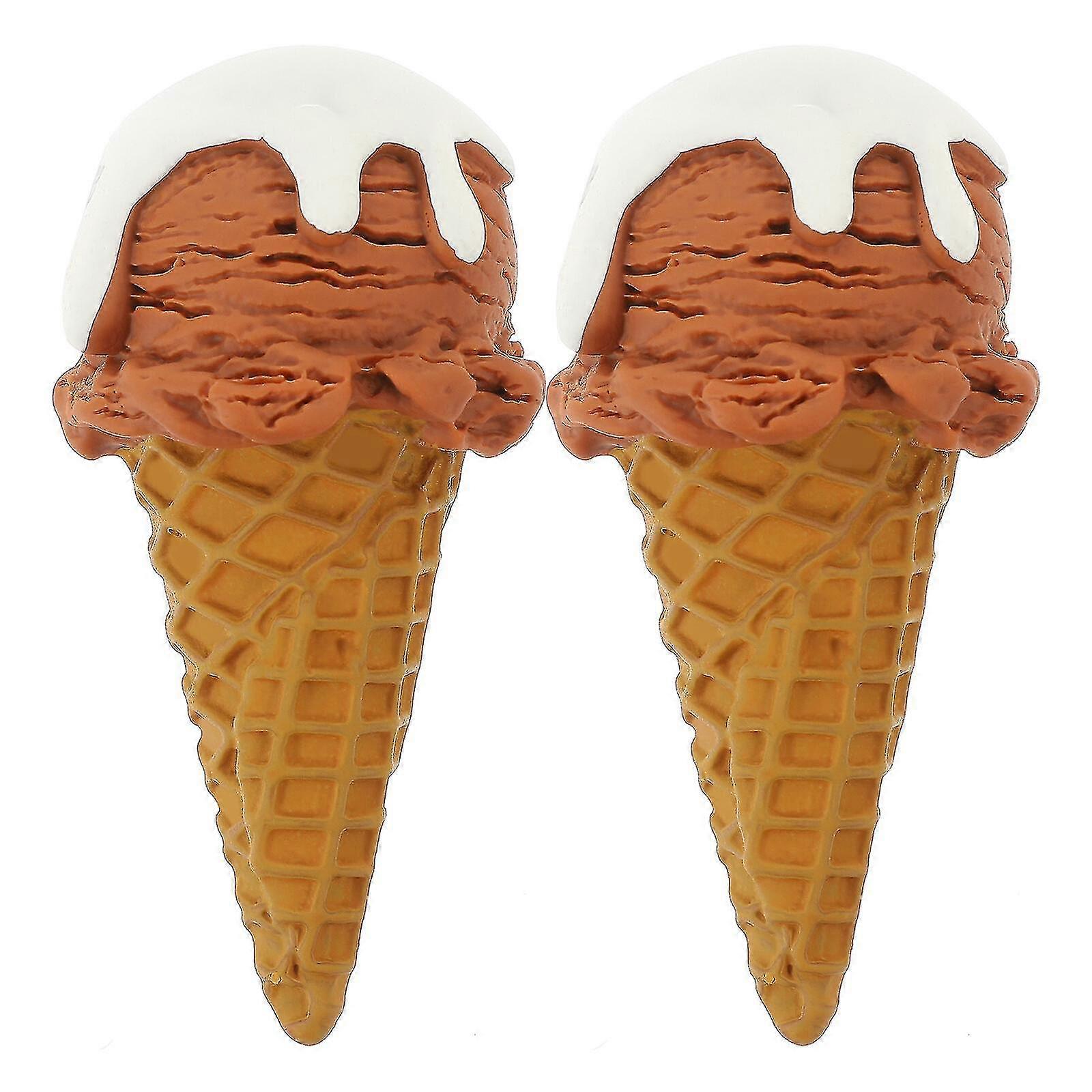 2pcs Fake Ice Cream Cone Artificial Ice Cream Model Dessert Prop Shop Display Photo Prop