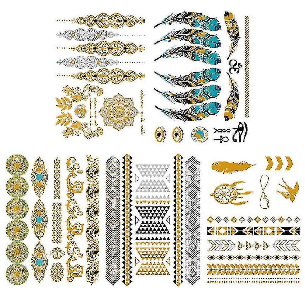 Frevoitna Temporäre Tattoos – 12 Blätter, Wasserfest & Glitzernd, Für Erwachsene, Festival & Party