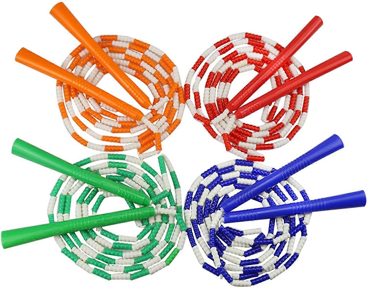 4 Pack Soft Bead Jump Rope Beaded Segmented Adjustable Jumping Rope for Adults Gym Exercise Fitness (Random Color)