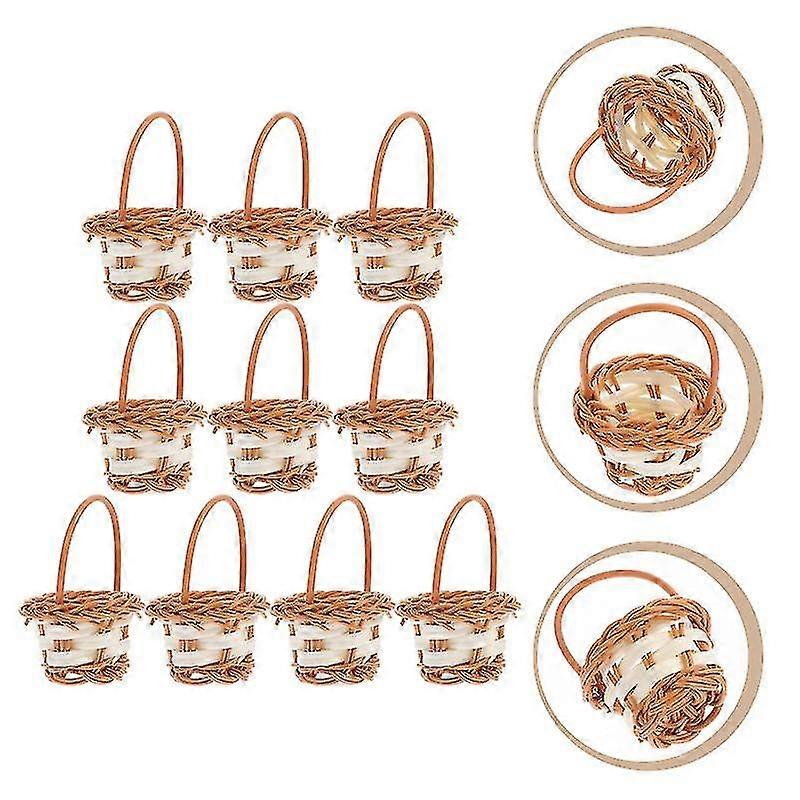 10pcs Mini Baskets Rattan Woven Baskets Home Decors Candy Cookies Baskets