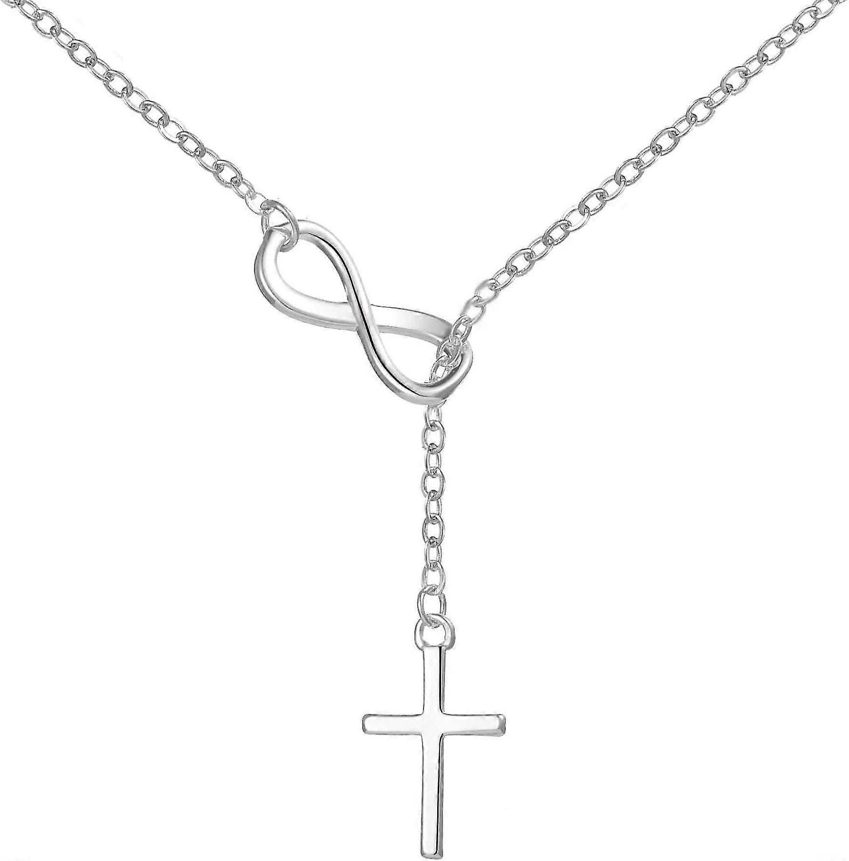 Silver Plated Infinity With Cross Necklace