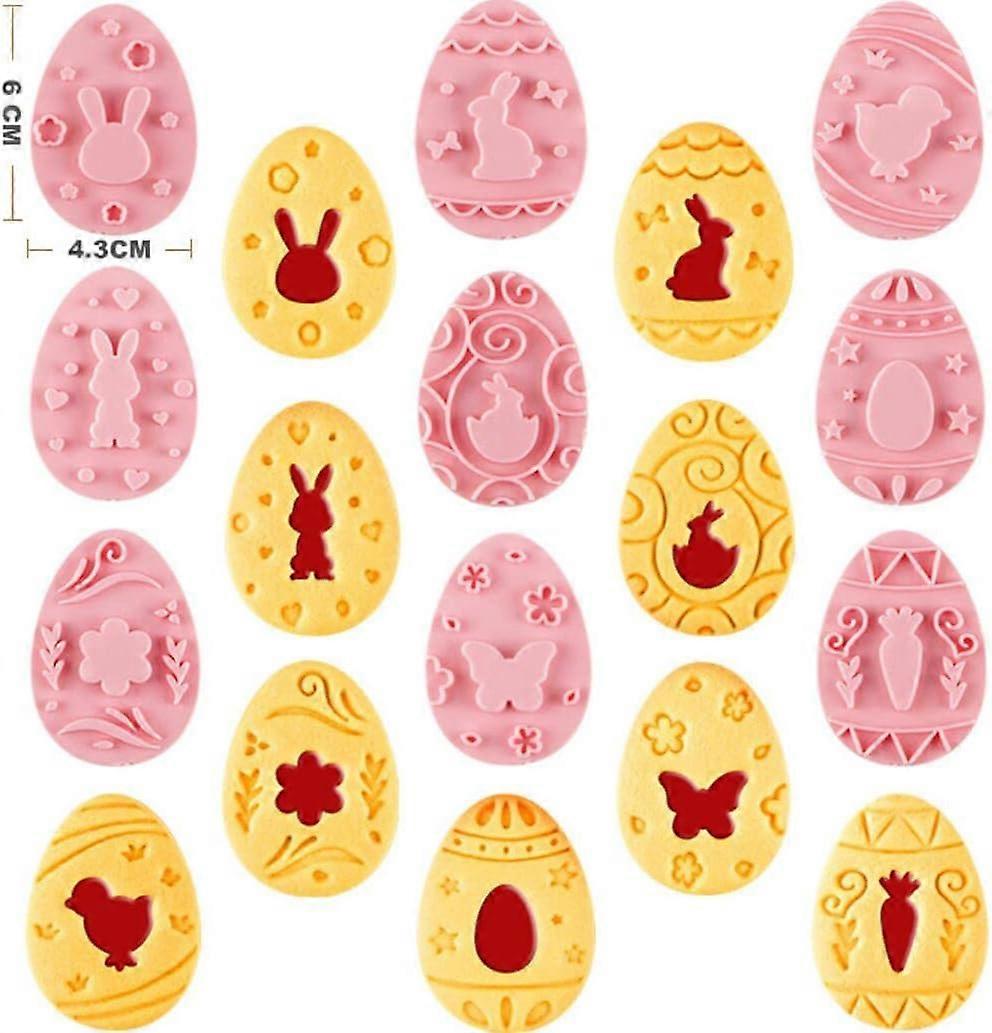 9 Pieces Cute Easter Cookie Cutter Set for Baking Cookie Cutter Press Easter Egg Cookie Cutter Set Kitchen Tools Plastic Cookie Stamps