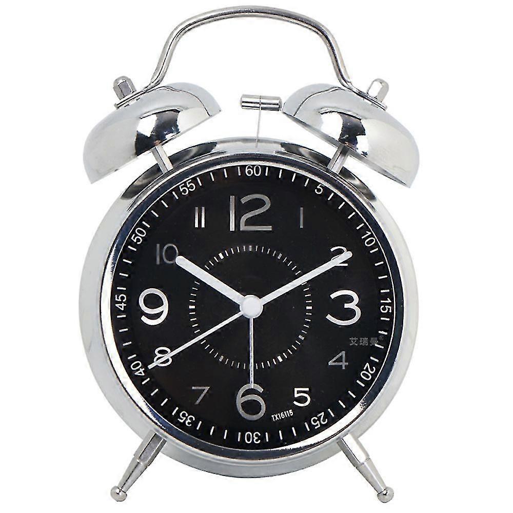 Loud Alarm Clock For Heavy Sleepers Adults,4 Inch Silent Non-ticking Quartz With Backlight,twin Bell (blue)